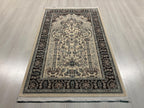 Bamboo Silk Prayer Rug 2.62x4.10 ft, Classic Floral Islamic Prayer Carpet