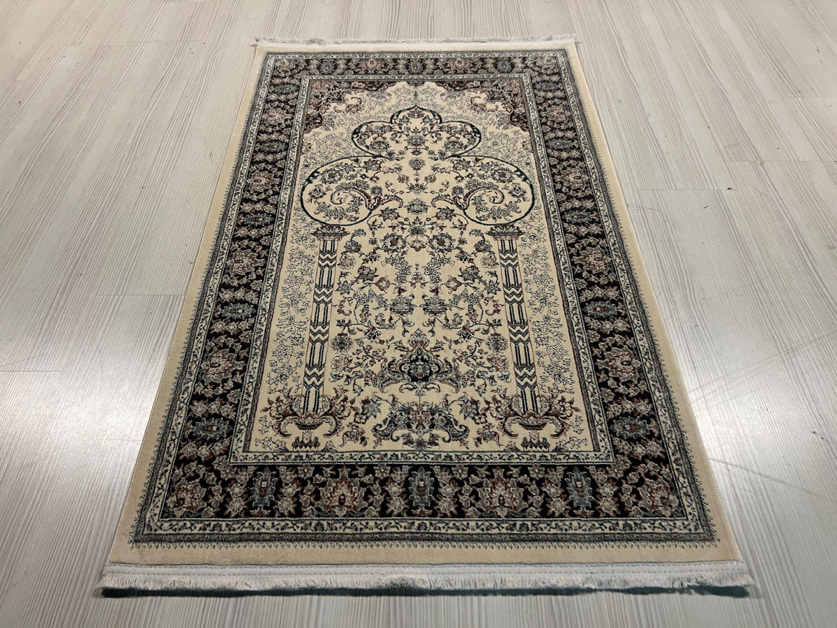 Bamboo Silk Prayer Rug 2.62x4.10 ft, Classic Floral Islamic Prayer Carpet