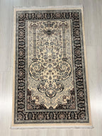 Bamboo Silk Prayer Rug 2.62x4.10 ft, Classic Floral Islamic Prayer Carpet