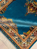 Turquoise Muslim Prayer Rug, Modal Silk Sajjadah, Ottoman Mihrab Prayer Mat