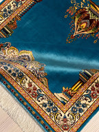 Turquoise Muslim Prayer Rug, Modal Silk Sajjadah, Ottoman Mihrab Prayer Mat