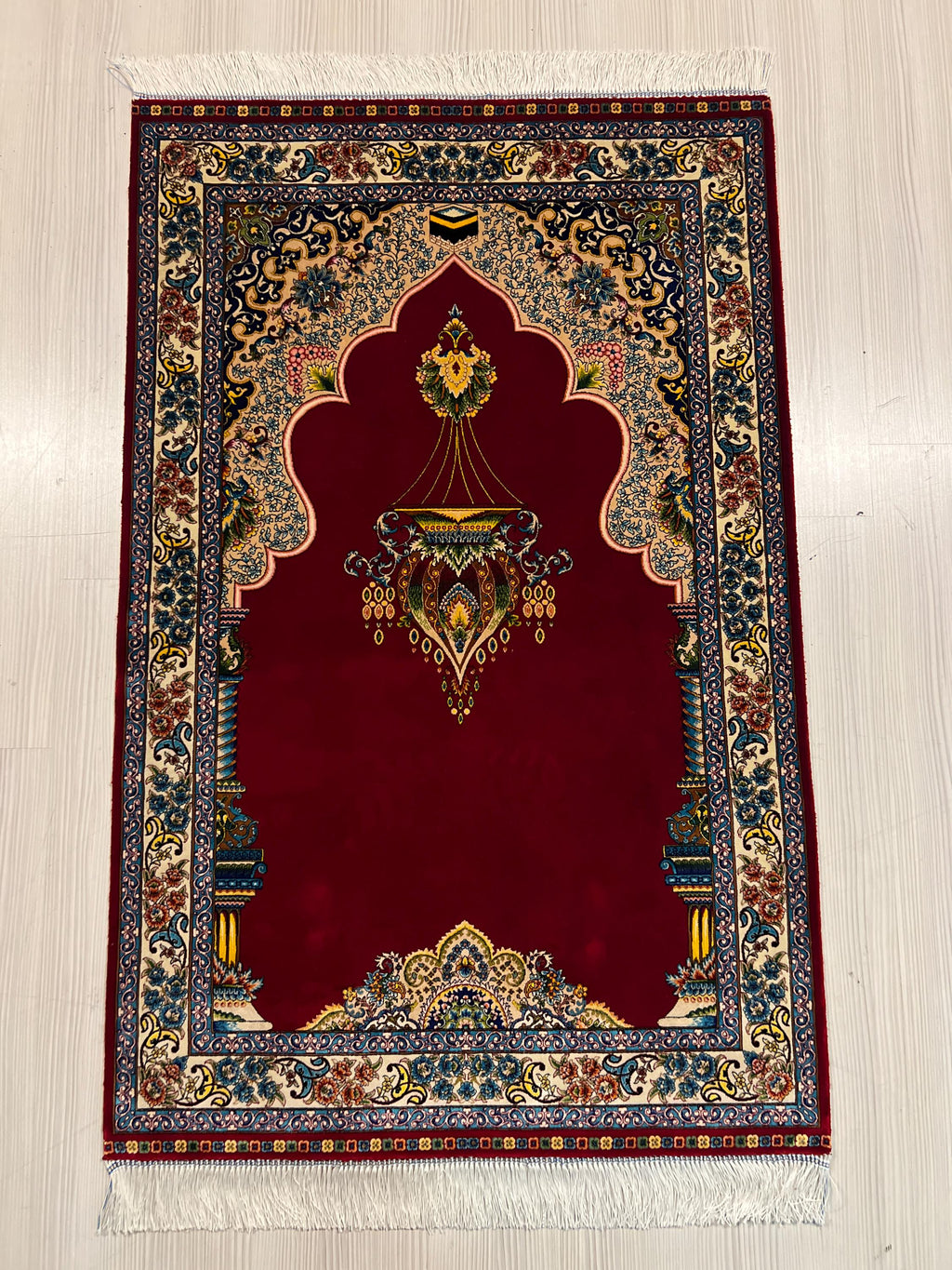 Red Floral Prayer Rug, Modal Silk Prayer Mat, Turkish Muslim Gift