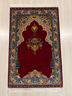 Red Floral Prayer Rug, Modal Silk Prayer Mat, Turkish Muslim Gift