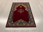 Red Floral Prayer Rug, Modal Silk Prayer Mat, Turkish Muslim Gift