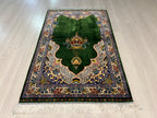 Green Floral Prayer Rug, Modal Silk Prayer Mat, Turkish Muslim Prayer Rug