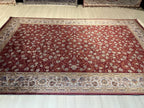 7x10ft Bamboo Silk Rug, Red Allover Floral, Classic Turkish Oriental Area Rug