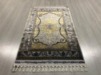 3x5 ft Gold Runner Rug, Modal Silk, Turkish Hallway Rug, Ivory Classic Decor