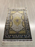 3x5 ft Gold Runner Rug, Modal Silk, Turkish Hallway Rug, Ivory Classic Decor