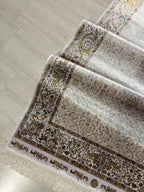 3x10 ft Ivory Silk Runner, Turkish Style Rug, Minimal Floral Border, Hallway Decor