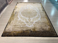 7x10 ft Gold Medallion Modal Silk Rug, Turkish Area Rug, Luxury Living Room Carpet