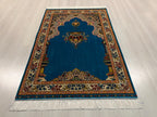 Turquoise Muslim Prayer Rug, Modal Silk Sajjadah, Ottoman Mihrab Prayer Mat