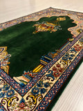 Green Floral Prayer Rug, Modal Silk Prayer Mat, Turkish Muslim Prayer Rug