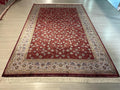 7x10ft Bamboo Silk Rug, Red Allover Floral, Classic Turkish Oriental Area Rug