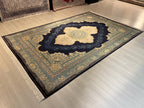7x10 ft Navy Blue Modal Silk Rug, Luxury Turkish Oriental Carpet