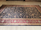 10x13 ft Navy Blue Turkish Modal Silk Rug , Classic Floral Luxury Area Rug