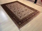 8x11 ft Ivory Red Floral Vine Modal Silk Rug, Large Traditional Area Rug
