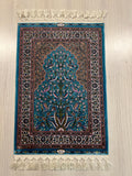 2x3 ft Turquoise Tree of Life Rug, Modal Silk Rug, Turkish Wall Decor