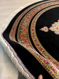 5x5 ft Round Modal Silk Rug, Black Medallion Design Circle Silk Carpet