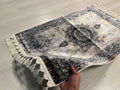 2x3 ft Gray Vintage Medallion Rug, Turkish Accent Modal Silk Rug