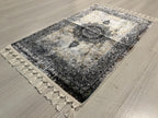 2x3 ft Gray Vintage Medallion Rug, Turkish Accent Modal Silk Rug