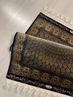 Gold Medallion Modal Silk Rug, Turkish Design, 2x3 ft