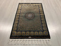 Gold Medallion Modal Silk Rug, Turkish Design, 2x3 ft