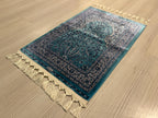 2x3 ft Turquoise Tree of Life Rug, Modal Turkish Accent  Silk Rug