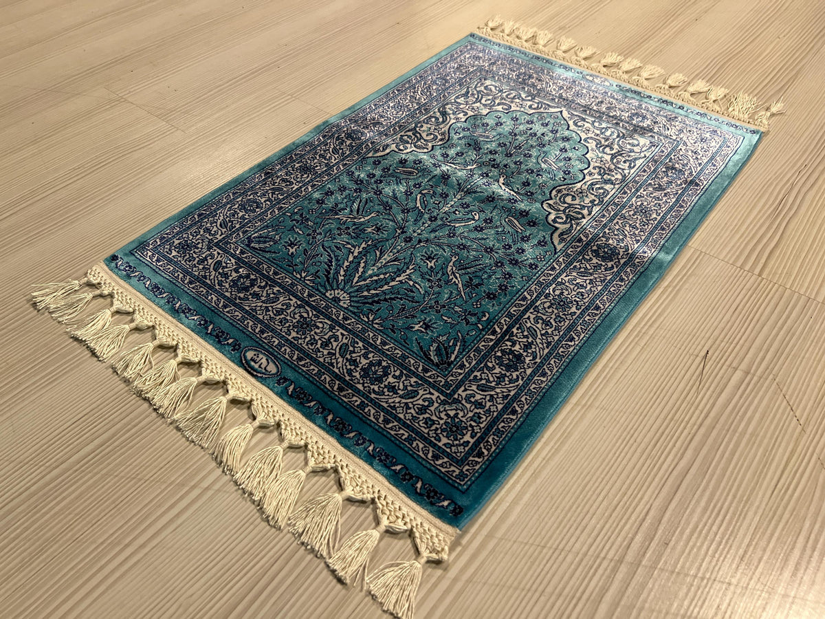 2x3 ft Turquoise Tree of Life Rug, Modal Turkish Accent  Silk Rug