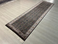 3x10 ft Floral Runner Rug, Black Garden Field, Ivory Border, Turkish Hallway Decor