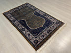Gold Silk Prayer Rug, Elegant Floral Mihrab Accent Rug for Home Decor