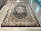 7x10 Modal Silk Area Rug, Dark Medallion Oriental Design Classic Living Room Rug