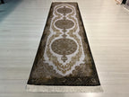 3x10 ft Gold Medallion Runner Rug, Turkish Style Hallway Carpet