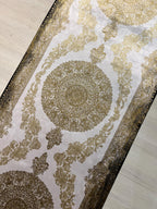 3x10 ft Gold Medallion Runner Rug, Turkish Style Hallway Carpet