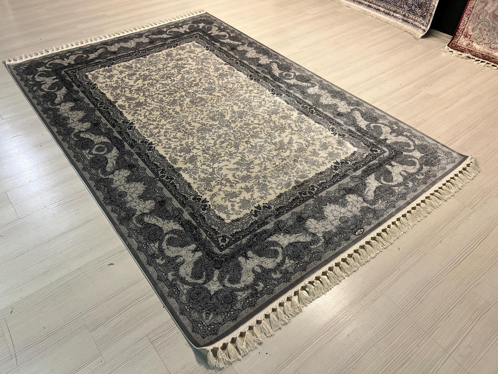 Damask Modal Silk Rug, Modern Area Rug (5.24X7.54 ft)