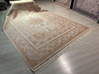 10x13 ft Beige Turkish Modal Silk Rug , Classic Floral Luxury Area Carpet