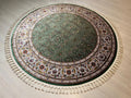5x5 ft Round Turkish Rug, Green Modal Silk Carpet, Floral Medallion Rug