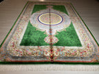 5x8 ft Green Gold Modal Silk Classic Rug, Rug For Living Room, Home Decor