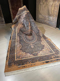 5x8ft Beige Navy Blue Modal Silk Rug, Traditional Classic Rug
