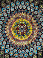 2x3 ft Black Lotus Silk Rug, Turkish Accent Carpet, Sunburst Medallion Decor Rug