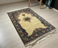 Cream Muslim Prayer Rug, Ottoman Mihrab Modal Silk Sajjadah, Islamic Prayer Mat