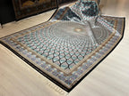 7x10 ft Blue Dome Medallion Modal Silk Rug, Geometric Luxury Area Rug