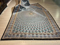 7x10 ft Blue Dome Medallion Modal Silk Rug, Geometric Luxury Area Rug