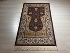 Burgundy Cream Silk Prayer Rug, Mihrab Vase Motif, Turkish Style Muslim İslamic Rug