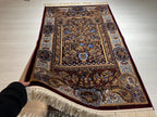 Silk Prayer Rug, Floral Mihrab Design, Burgundy Seccade, Turkish Decor, Gift Rug