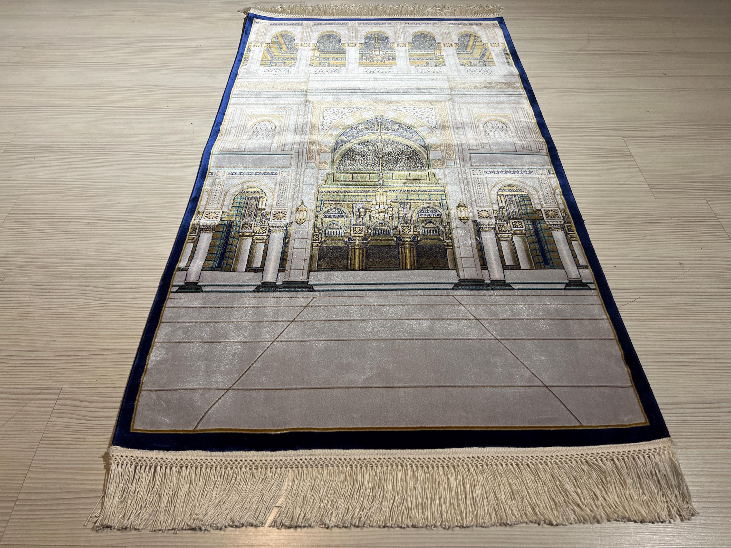 Luxury Turkish Prayer Rug, Modal Silk Sajjadah, Mosque Design, Islamic Prayer Mat