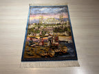 Blue Mosque Wall Rug, Turkish Silk Tapestry, Istanbul Carpet Art, Modal Silk Hanging