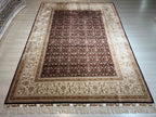 6x8 ft Burgundy Silk Rug, Turkish Area Rug, Luxury Living Room Carpet