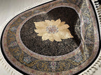 5x5ft Black Gold Round Silk Rug, Classic Medallion Style Oriental Circle Rug
