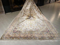7x10 Silk Rug, Ivory Floral Vine Design, Classic Turkish Oriental Luxury Area Rug