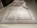7x10 Ivory Modal Silk Area Rug, Elegant Floral Living Room Rug, Neutral Home Decor